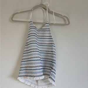 Women's Striped Blue and White Halter Top